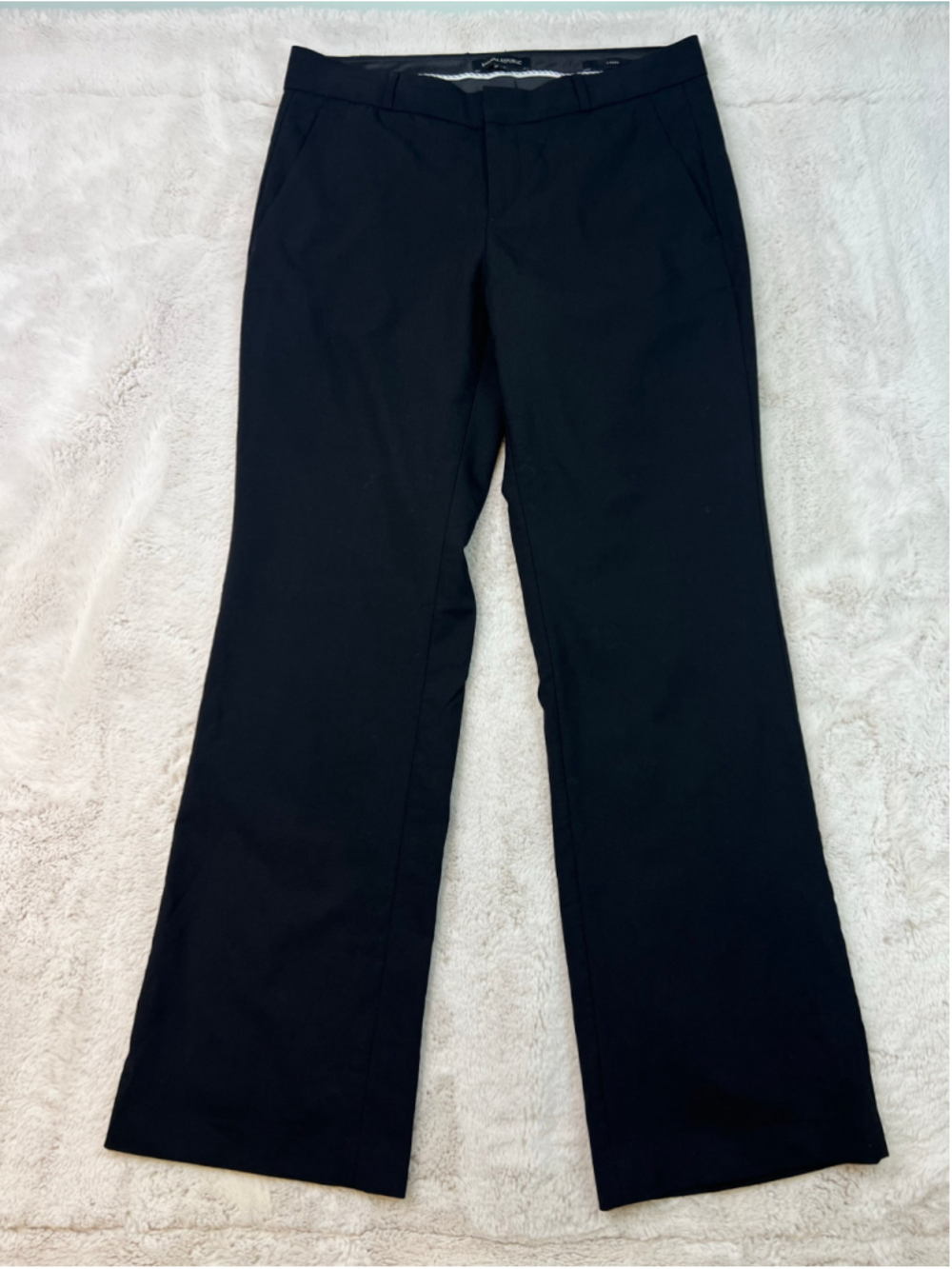 Banana Republic Logan Pants Wool Black Womens Size 6 Petite Lined Flare Wide Leg